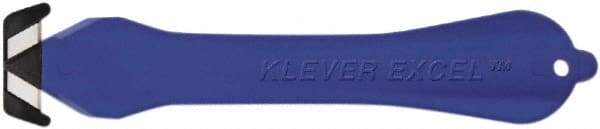 Klever Innovations - Fixed Safety Cutter - 1-1/4" Carbon Steel Blade, Blue Plastic Handle, 1 Blade Included - Americas Industrial Supply