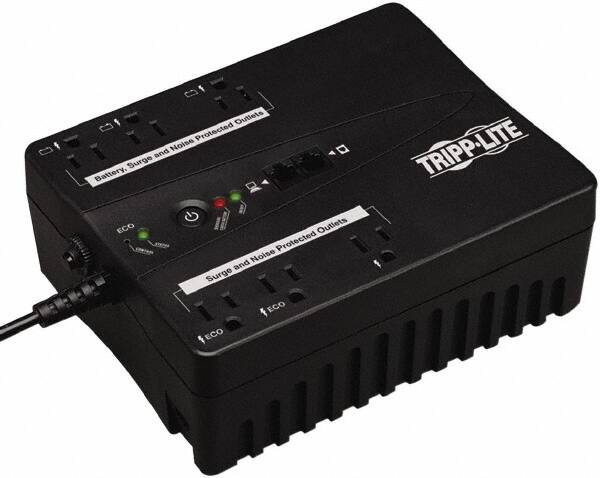 Tripp-Lite - 15 Amp, 350 VA, Flat Pack Mount Standby Backup Uninterruptible Power Supply - Backup 3.1 min with Full Load & 12 min with Half Load, 120 VAC Input & Output, 180 Watt Output, 1 Phases, 6 Outlets - Americas Industrial Supply