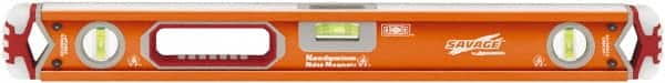 SAVAGE by SWANSON - Magnetic 24" Long 3 Vial Box Beam Level - Aluminum, Orange - Americas Industrial Supply