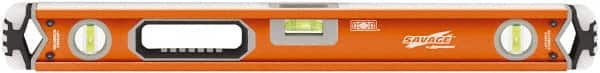 SAVAGE by SWANSON - 24" Long 3 Vial Box Beam Level - Aluminum, Orange - Americas Industrial Supply