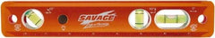 SAVAGE by SWANSON - Magnetic 9" Long 3 Vial Torpedo Level - Aluminum, Orange - Americas Industrial Supply