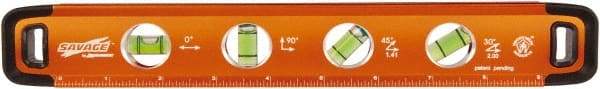 SAVAGE by SWANSON - Magnetic 11" Long 4 Vial Torpedo Level - Aluminum, Orange - Americas Industrial Supply