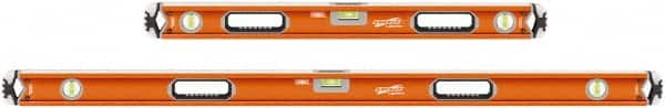 SAVAGE by SWANSON - 32" & 54" Long 3 Vial Box Beam Level - Aluminum, Orange - Americas Industrial Supply