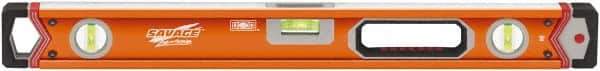 SAVAGE by SWANSON - 24" Long 3 Vial Box Beam Level - Aluminum, Orange - Americas Industrial Supply