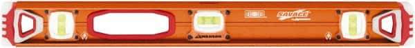 SAVAGE by SWANSON - Magnetic 24" Long 3 Vial I-Beam Level - Aluminum, Orange - Americas Industrial Supply