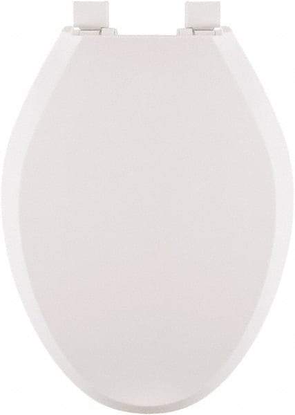 CENTOCO - 18.6 Inch Long, 1-3/4 Inch Inside Width, Polypropylene, Elongated, Closed Front with Cover, Toilet Seat - 14 Inch Outside Width, Residential Installation, White - Americas Industrial Supply