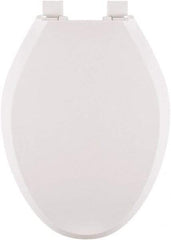 CENTOCO - 18.6 Inch Long, 1-3/4 Inch Inside Width, Polypropylene, Elongated, Closed Front with Cover, Toilet Seat - 14 Inch Outside Width, Residential Installation, White - Americas Industrial Supply