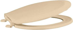 CENTOCO - 18.11 Inch Long, 1-3/4 Inch Inside Width, Polypropylene, Elongated, Closed Front with Cover, Toilet Seat - 14 Inch Outside Width, Residential Installation, Bone and Almond - Americas Industrial Supply