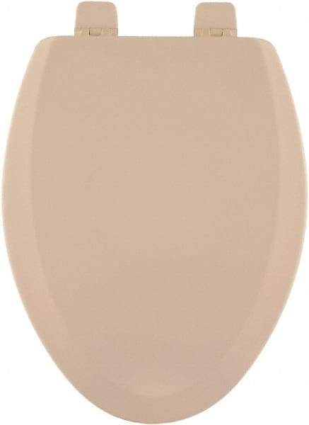 CENTOCO - 18.9 Inch Long, 2 Inch Inside Width, Polypropylene and Wood Plastic Composite, Elongated, Closed Front with Cover, Toilet Seat - 14 Inch Outside Width, Residential Installation, Bone and Almond - Americas Industrial Supply