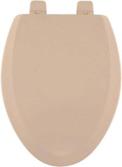 CENTOCO - 18.9 Inch Long, 2 Inch Inside Width, Polypropylene and Wood Plastic Composite, Elongated, Closed Front with Cover, Toilet Seat - 14 Inch Outside Width, Residential Installation, Bone and Almond - Americas Industrial Supply