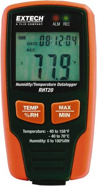 Extech - -40 to 158°F, 0 to 100% Humidity Range, Temp Recorder - Americas Industrial Supply