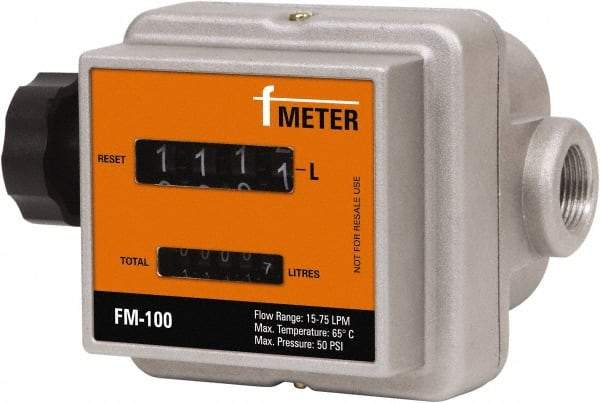 PRO-LUBE - 3/4" FNPT Port Nutating Disc Flowmeter - 150 Max psi, 4 to 20 GPM, Aluminum - Americas Industrial Supply