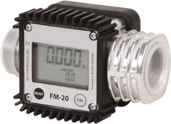 PRO-LUBE - 1" NPT Port Electronic Digital Flowmeter & Totalizer - 300 Max psi, 1.3 to 32 GPM, Aluminum - Americas Industrial Supply