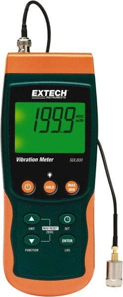 Extech - 10Hz to 1kHz (mm), LCD Vibration Meter Datalogger - 6 AA Batteries - Americas Industrial Supply