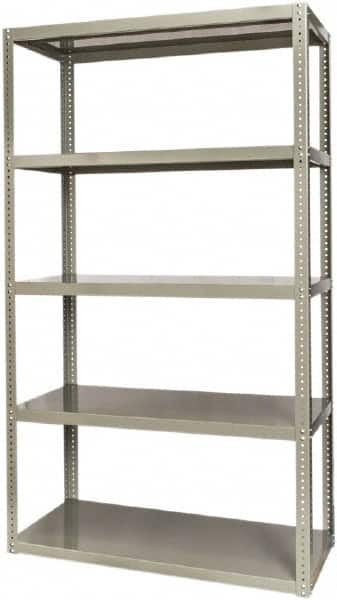 Hallowell - 5 Shelf Starter High-Capacity Open Steel Shelving - 2,500 Lb Capacity, 48" Wide x 84" High x 24" Deep, Gray - Americas Industrial Supply