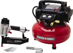 Porter-Cable - 0.80 HP, 2.6 SCFM at 90 psi CFM Pancake Finish/Nailer Compressor - 6 Gallon Tank, 10 Amp, 150 Max psi, 120V - Americas Industrial Supply