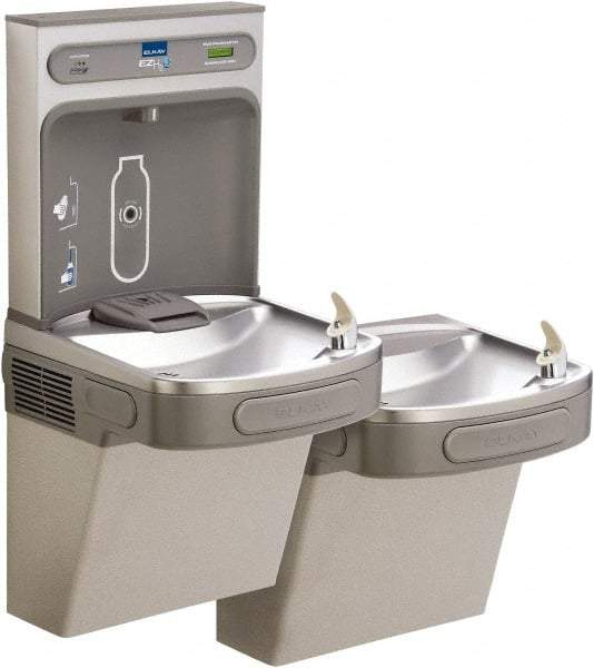 ELKAY - 8 GPH Cooling Capacity Barrier Free Wall Mounted Water Cooler & Fountain - Bottle Filling, 20 to 105 psi, 0.20 hp, Stainless Steel - Americas Industrial Supply