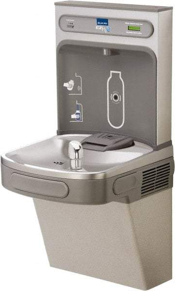 ELKAY - 8 GPH Cooling Capacity Barrier Free Wall Mounted Water Cooler & Fountain - Bottle Filling, 20 to 105 psi, 0.20 hp, Stainless Steel - Americas Industrial Supply