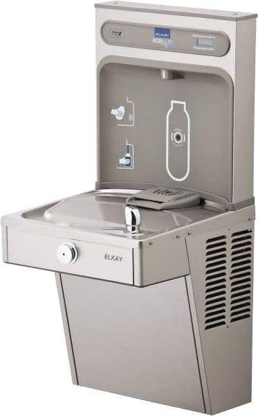 ELKAY - 8 GPH Cooling Capacity Barrier Free Wall Mounted Water Cooler & Fountain - Bottle Filling, 20 to 105 psi, 0.20 hp, Stainless Steel - Americas Industrial Supply