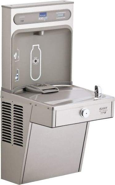 ELKAY - 8 GPH Cooling Capacity Barrier Free Wall Mounted Water Cooler & Fountain - Bottle Filling, 20 to 105 psi, 0.20 hp, Stainless Steel - Americas Industrial Supply