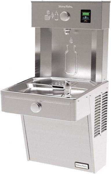 Halsey Taylor - 8 GPH Cooling Capacity Barrier Free Wall Mounted Water Cooler & Fountain - Bottle Filling, 20 to 105 psi, 0.20 hp, Stainless Steel - Americas Industrial Supply