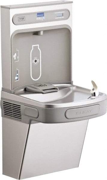 ELKAY - 8 GPH Cooling Capacity Barrier Free Wall Mounted Water Cooler & Fountain - Bottle Filling, 20 to 105 psi, 0.20 hp, Stainless Steel - Americas Industrial Supply