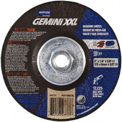 Norton - 24 Grit, 5" Wheel Diam, 1/4" Wheel Thickness, Type 27 Depressed Center Wheel - Aluminum Oxide, 8,600 Max RPM - Americas Industrial Supply