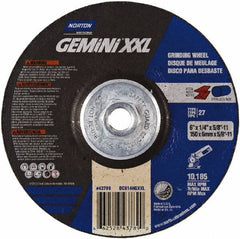 Norton - 24 Grit, 6" Wheel Diam, 1/4" Wheel Thickness, Type 27 Depressed Center Wheel - Aluminum Oxide, 13,580 Max RPM - Americas Industrial Supply