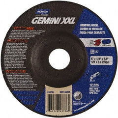 Norton - 24 Grit, 5" Wheel Diam, 1/4" Wheel Thickness, 7/8" Arbor Hole, Type 27 Depressed Center Wheel - Aluminum Oxide, 10,185 Max RPM - Americas Industrial Supply