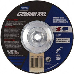 Norton - 24 Grit, 7" Wheel Diam, 1/4" Wheel Thickness, Type 27 Depressed Center Wheel - Aluminum Oxide, 10,185 Max RPM - Americas Industrial Supply