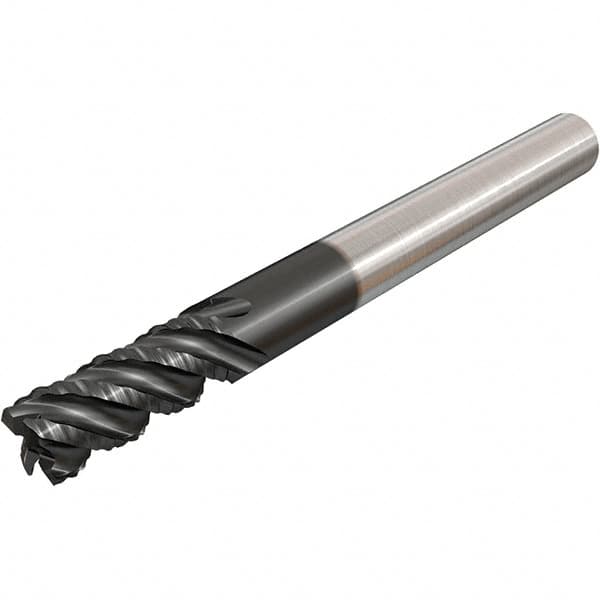 Iscar - 16mm Diam, Coarse Pitch, 32mm LOC, 5 Flute Solid Carbide 45° Corner Chamfer Roughing End Mill - TiAlN Finish, 92mm OAL, 16mm Shank Diam, Single End, Centercutting, 45° Helix - Americas Industrial Supply