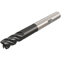 Iscar - 12mm Diam, Coarse Pitch, 18mm LOC, 4 Flute Solid Carbide 45° Corner Chamfer Roughing End Mill - TiAlN Finish, 100mm OAL, 12mm Shank Diam, Single End, Centercutting, 45° Helix - Americas Industrial Supply