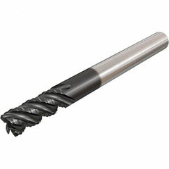Iscar - 12mm Diam, Coarse Pitch, 24mm LOC, 4 Flute Solid Carbide 1.2mm 45° Corner Radius Roughing End Mill - TiAlN Finish, 83mm OAL, 12mm Shank Diam, Single End, Centercutting, 45° Helix - Americas Industrial Supply