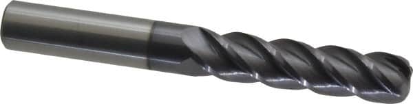 Accupro - 1/2", 4 Flute, Single End, Solid Carbide, 1/8" Corner Radius End Mill - 4" OAL, 40° Helix, Right Hand Flute, 2" LOC, Right Hand Cut - Americas Industrial Supply