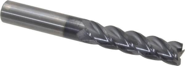 Accupro - 1/2", 4 Flute, Single End, Solid Carbide, 0.03" Corner Radius End Mill - 4" OAL, 40° Helix, Right Hand Flute, 2" LOC, Right Hand Cut - Americas Industrial Supply
