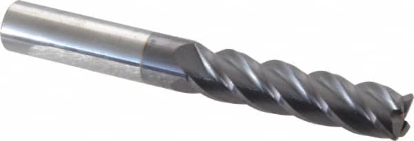 Accupro - 1/2", 4 Flute, Single End, Solid Carbide, 0.045" Corner Radius End Mill - 4" OAL, 40° Helix, Right Hand Flute, 2" LOC, Right Hand Cut - Americas Industrial Supply
