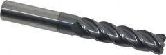 Accupro - 1/2", 4 Flute, Single End, Solid Carbide, 0.09" Corner Radius End Mill - 4" OAL, 40° Helix, Right Hand Flute, 2" LOC, Right Hand Cut - Americas Industrial Supply