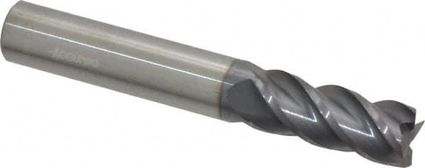 Accupro - 5/16", 4 Flute, Single End, Solid Carbide, 0.09" Corner Radius End Mill - 4" OAL, 40° Helix, Right Hand Flute, 1-5/8" LOC, Right Hand Cut - Americas Industrial Supply