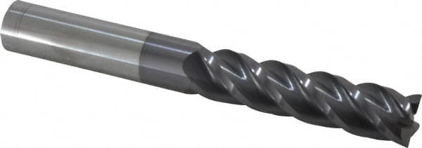 Accupro - 3/4", 4 Flute, Single End, Solid Carbide, 0.02" Corner Radius End Mill - 6" OAL, 40° Helix, Right Hand Flute, 3" LOC, Right Hand Cut - Americas Industrial Supply