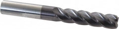 Accupro - 3/4", 4 Flute, Single End, Solid Carbide, 0.09" Corner Radius End Mill - 6" OAL, 40° Helix, Right Hand Flute, 3" LOC, Right Hand Cut - Americas Industrial Supply