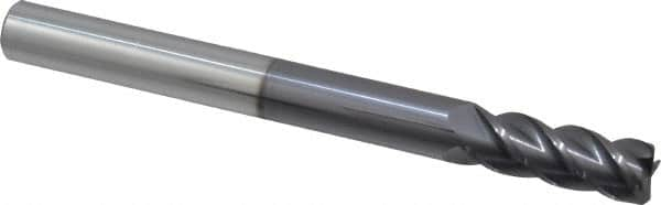 Accupro - 3/8", 4 Flute, Single End, Solid Carbide, 0.03" Corner Radius End Mill - 4" OAL, 40° Helix, Right Hand Flute, 1" LOC, Right Hand Cut - Americas Industrial Supply