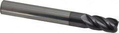 Accupro - 1/2", 4 Flute, Single End, Solid Carbide, 0.06" Corner Radius End Mill - 4" OAL, 40° Helix, Right Hand Flute, 1" LOC, Right Hand Cut - Americas Industrial Supply