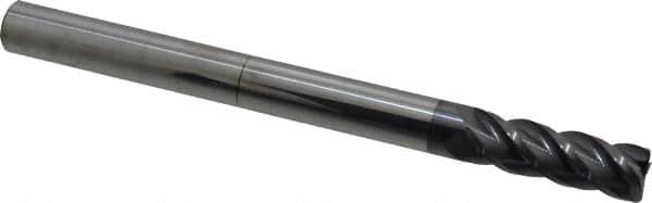 Accupro - 1/2", 4 Flute, Single End, Solid Carbide, 0.02" Corner Radius End Mill - 6" OAL, 40° Helix, Right Hand Flute, 1-1/2" LOC, Right Hand Cut - Americas Industrial Supply