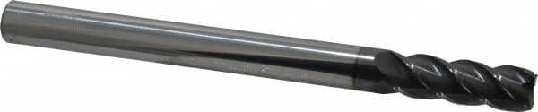 Accupro - 1/2", 4 Flute, Single End, Solid Carbide, 0.03" Corner Radius End Mill - 6" OAL, 40° Helix, Right Hand Flute, 1-1/2" LOC, Right Hand Cut - Americas Industrial Supply