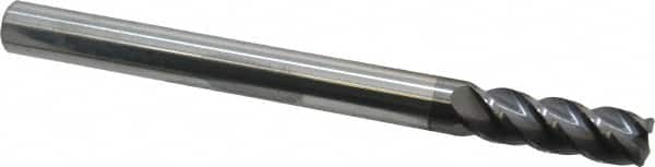 Accupro - 1/2", 4 Flute, Single End, Solid Carbide, 0.06" Corner Radius End Mill - 6" OAL, 40° Helix, Right Hand Flute, 1-1/2" LOC, Right Hand Cut - Americas Industrial Supply