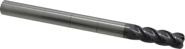 Accupro - 1/2", 4 Flute, Single End, Solid Carbide, 0.09" Corner Radius End Mill - 6" OAL, 40° Helix, Right Hand Flute, 1-1/2" LOC, Right Hand Cut - Americas Industrial Supply