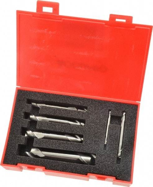Accupro - 1/8, 3/16, 1/4, 5/16, 3/8 & 1/2", 2 Flute Square End Mill Set - Uncoated, Solid Carbide, Double End, 1/8, 3/16, 1/4, 5/16, 3/8, 1/2" Shank Diam, Centercutting - Americas Industrial Supply