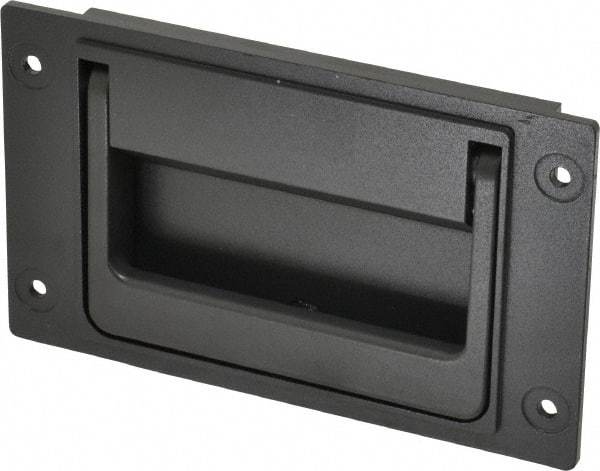 Sugatsune - 148mm Wide Plate x 3-35/64" High Plate, Zinc Alloy,Steel & Synthetic Rubber Trunk Handle - 120mm Wide x 3-5/32" High, Zinc Finish, 4 Holes - Americas Industrial Supply