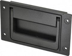 Sugatsune - 148mm Wide Plate x 3-35/64" High Plate, Zinc Alloy,Steel & Synthetic Rubber Trunk Handle - 120mm Wide x 3-5/32" High, Zinc Finish, 4 Holes - Americas Industrial Supply