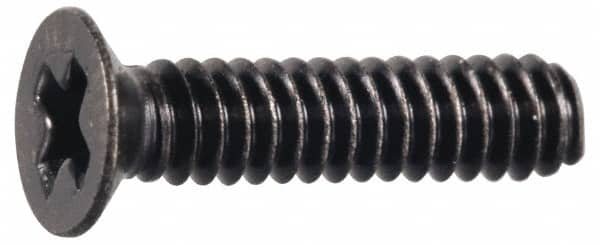 Made in USA - #4-40 UNC, 3/8" OAL Phillips Drive Machine Screw - Flat Head, Grade 300 Stainless Steel, Black Oxide Finish, Without Washer - Americas Industrial Supply